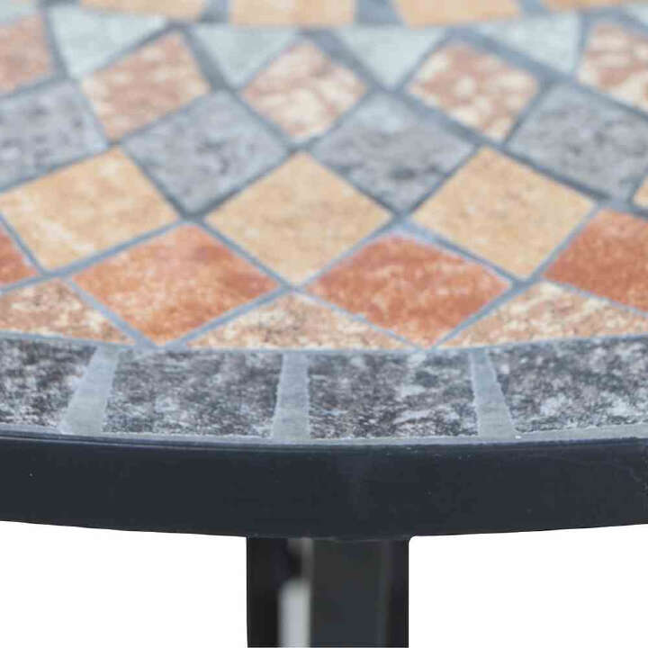 SIENA GARDEN Tisch Prato halbrund 70 cm Eisen mit Mosaikoptik